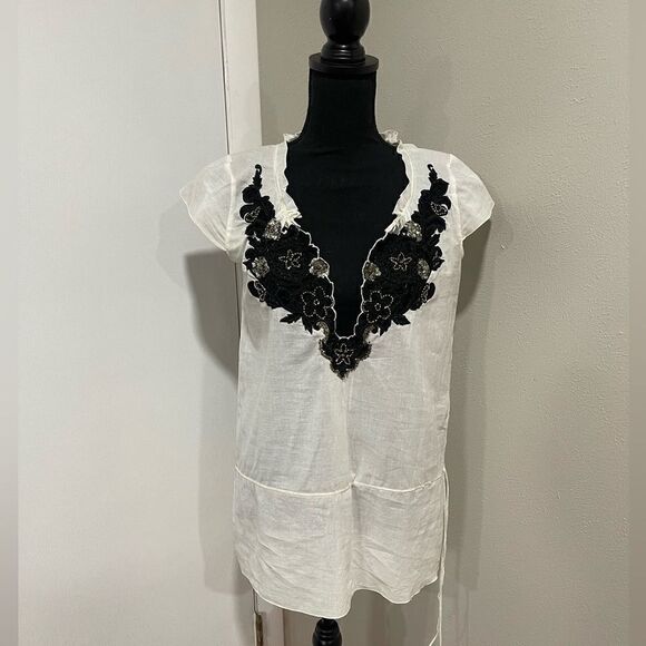 Pinko Top with Black, Gold & Silver Embroidery - Picture 5 of 14
